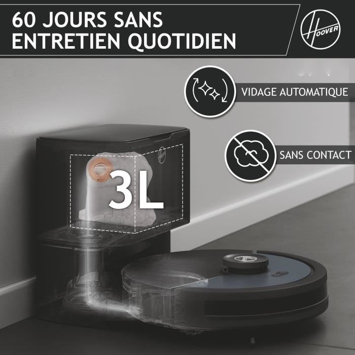 Robot Aspirateur Laveur - HOOVER HG450HP HYDRO Pro - 4000 Pa - Autonomie : 120 min - 65 dBA