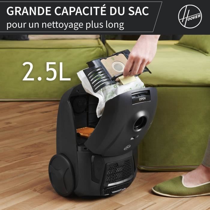 HOOVER HE1 - Aspirateur Traineau avec sac Compact et Puissant - Grande Capacité 2,5L- Haute-performance sur Sols Durs et Moquettes