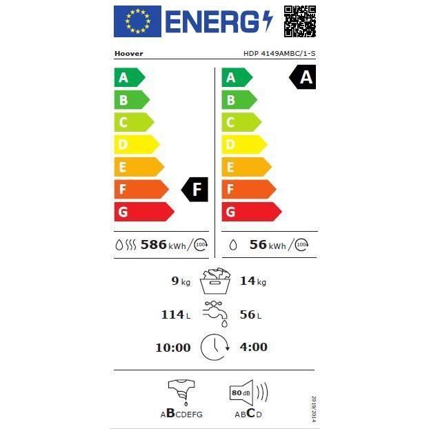 Lave-linge séchant HOOVER H-Wash&Dry 500 HDP 4149AMBC/1-S - 14 / 9 kg - Induction - 1400 trs/min - Connecté - Classe A - Blanc