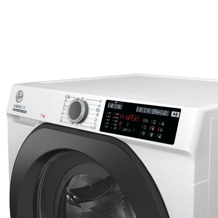 Lave-linge hublot HOOVER H-WASH 500 HW4 37XMBB/1-S - 7 kg - Induction - 1300 trs/min - Classe A - Connecté - Blanc