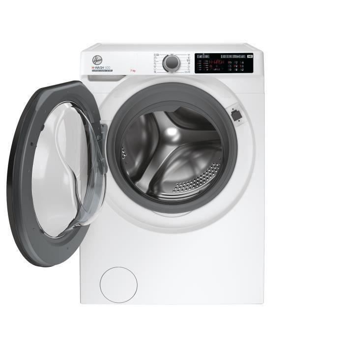 Lave-linge hublot HOOVER H-WASH 500 HW4 37XMBB/1-S - 7 kg - Induction - 1300 trs/min - Classe A - Connecté - Blanc