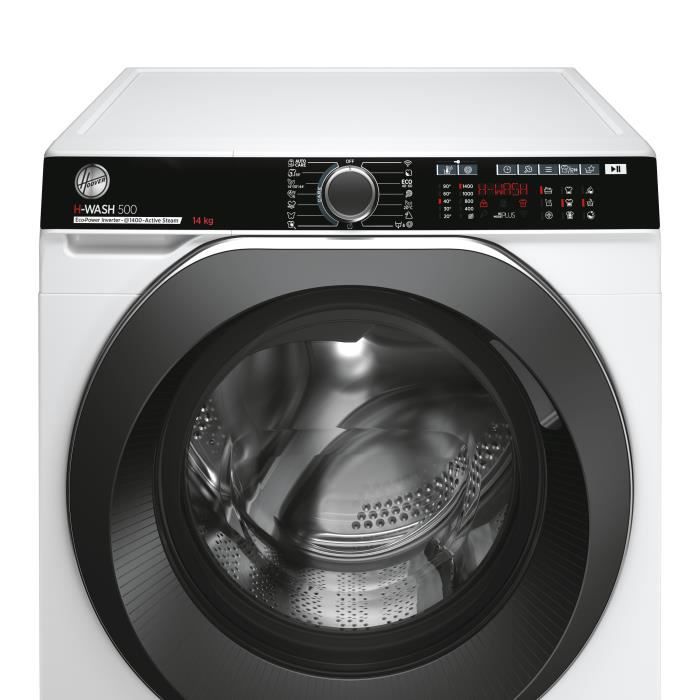 Lave-linge hublot HOOVER H-WASH 500 HWP414AMBC/1-S - 14 kg - Induction  - Classe A - 1400 trs/min - Blanc - Connecté - Vapeur