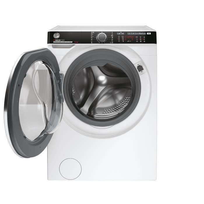 Lave-linge hublot HOOVER H-WASH 500 HWP414AMBC/1-S - 14 kg - Induction  - Classe A - 1400 trs/min - Blanc - Connecté - Vapeur