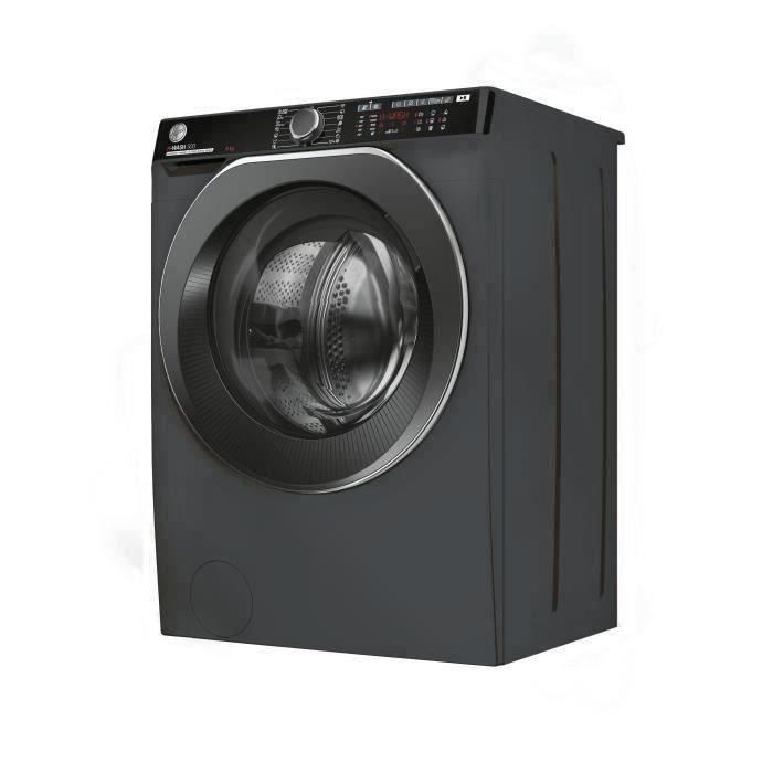 Lave-linge hublot HOOVER H-WASH 500 HWP48AMBCR/1-S - 8 kg - Induction - 1400 trs/min - Classe A - connecté - vapeur - Anthracite