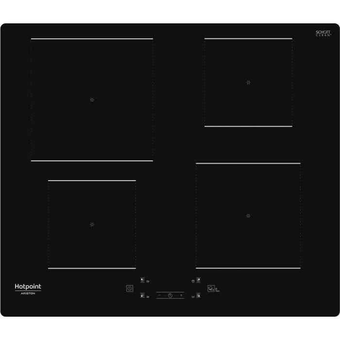 Table de cuisson induction - HOTPOINT - 4 foyers - L60 cm - HQ5660SNE - 7200 W - Revetement verre noir