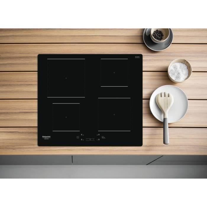 Table de cuisson induction - HOTPOINT - 4 foyers - L60 cm - HQ5660SNE - 7200 W - Revetement verre noir