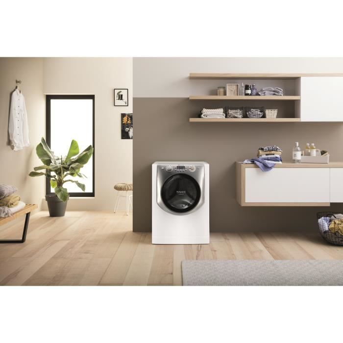 Lave-linge séchant HOTPOINT AQD972F697EUN Aqualtis - 9 / 7 kg - Induction - 1600 trs/min - Blanc