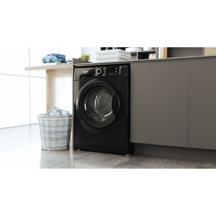 Lave-linge hublot HOTPOINT PNM11925FR Natis - 9 kg - Induction - L60cm - 1200 trs/min - Classe B - Noir