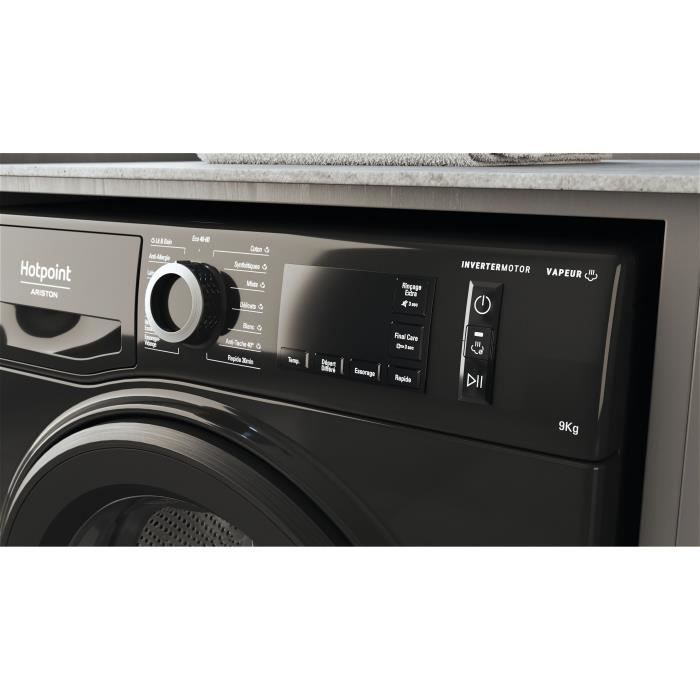 Lave-linge hublot HOTPOINT PNM11925FR Natis - 9 kg - Induction - L60cm - 1200 trs/min - Classe B - Noir