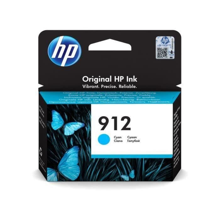 HP 912 Cartouche d'encre cyan authentique (3YL77AE) pour HP OfficeJet 8010/Pro 8020