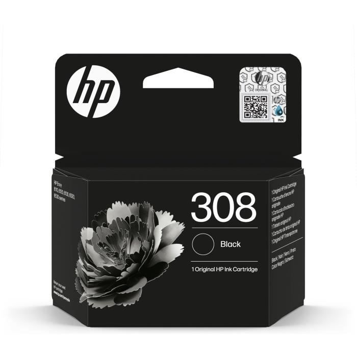 Cartouche d'encre HP 308 authentique noir (7FP21UE) pour HP Envy 6110, 6120, 6130, 6520, 6530