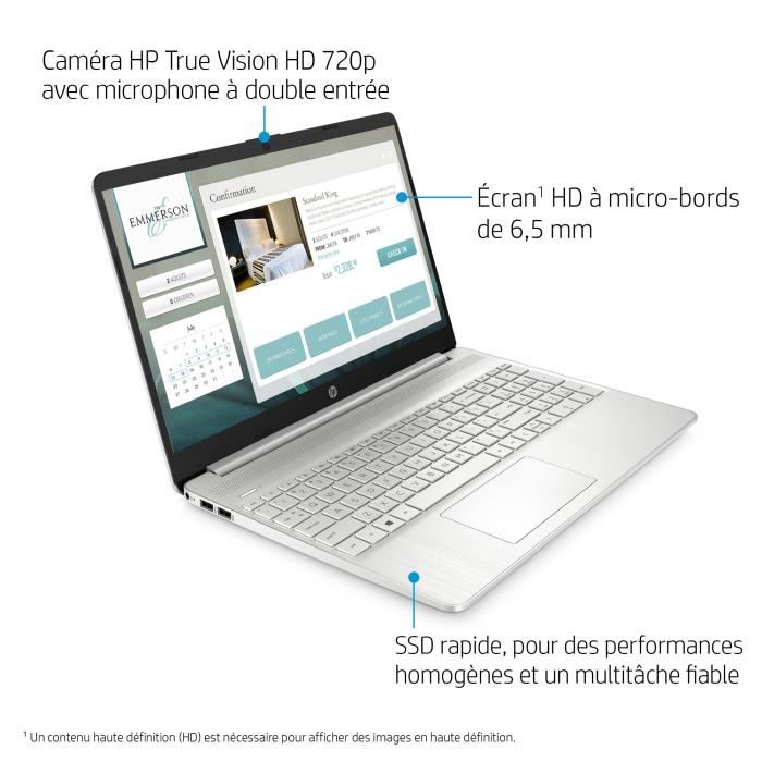 PC Portable HP 15s-eq2083nf - Windows 11 - 15,6 FHD - Ryzen 5-5500U - RAM 16Go - Stockage 512Go SSD - AZERTY