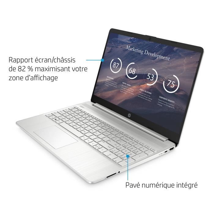 PC Portable HP 15s-eq2083nf - Windows 11 - 15,6 FHD - Ryzen 5-5500U - RAM 16Go - Stockage 512Go SSD - AZERTY