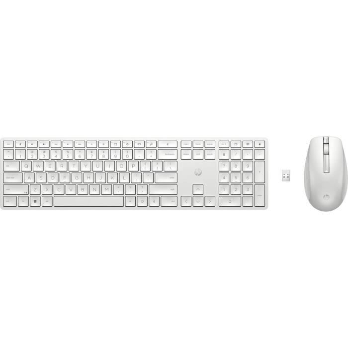 Ensemble Clavier Souris sans fil HP 650 - AZERTY - Blanc