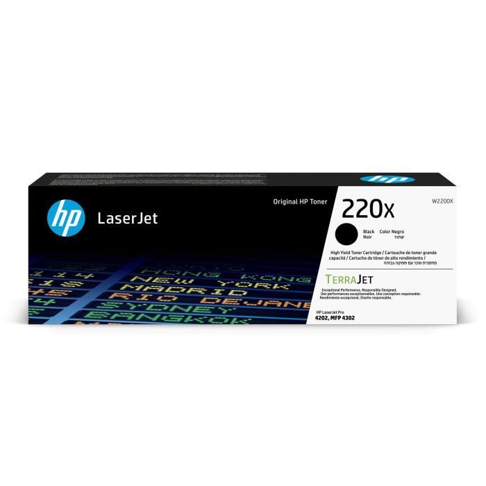 Cartouche de Toner HP 220X Noir grande capacité Authentique (W2200X) pour HP LaserJet Pro 4202 / 4302