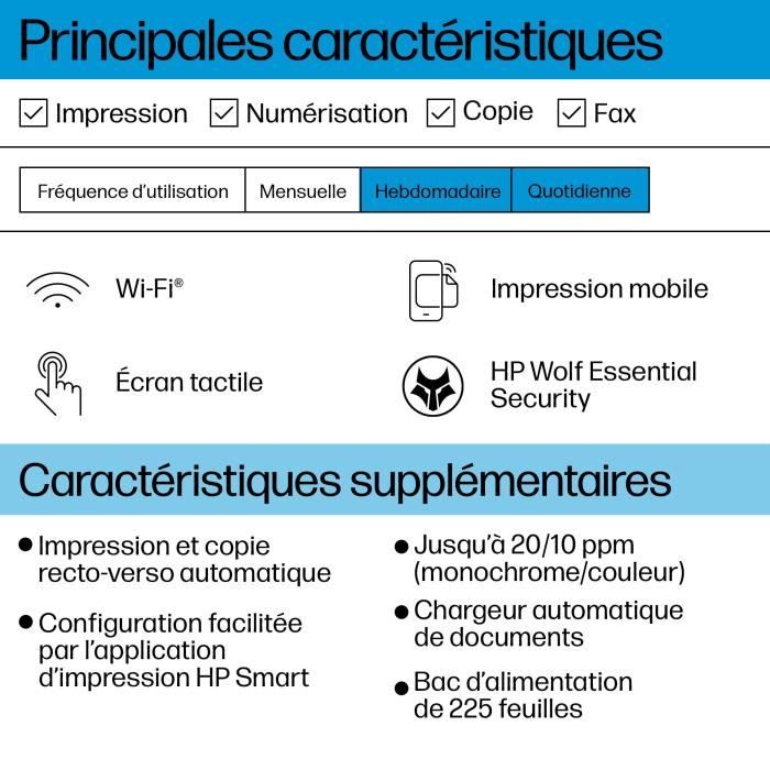 HP OfficeJet Pro 8124e - Imprimante tout-en-un  Jet d'encre couleur avec 3 mois d'Instant Ink inclus avec HP+