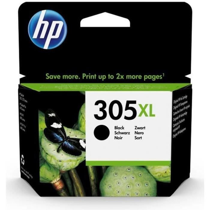 HP 305XL Cartouche d'encre noire grande capacité authentique (3YM62AE) pour DeskJet 2300/2710/2720/Plus4100, Envy 6000/Pro 6400