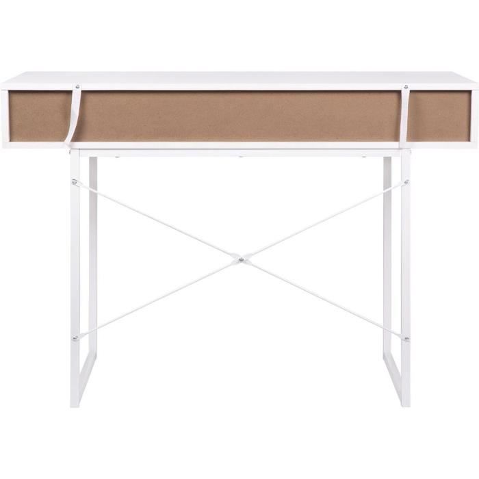 Bureau SACHA - Mélaminé - Blanc - 1 Tiroir - L  110 x P 50 x H 77 cm