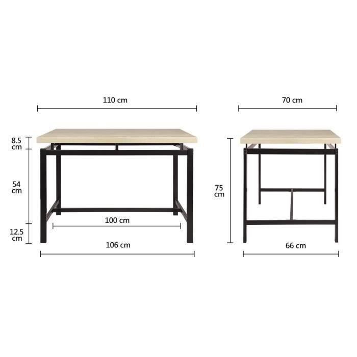 Ensemble Table + 4 tabourets VENUS- Rectangulaire - Panneaux alvéolaires Imitation bois - 4 personnes - L 110 x P 70 x H 75 cm