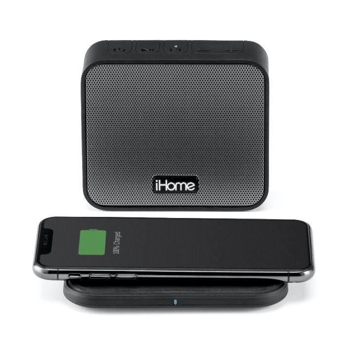 IHOME IBTW88 - Enceinte Bluetooth avec chargeur a induction - 4W - Waterproof - 6h d'autonomie - Noir