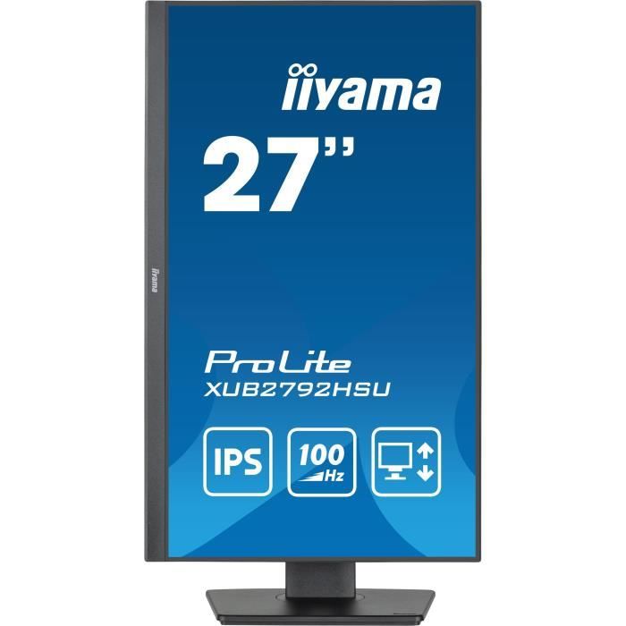 Ecran PC - IIYAMA PROLITE XUB2792HSU-B6 - 27 1920x1080 - Dalle IPS - 0,4ms - 100Hz - HDMI / DisplayPort - Réglable en hauteur+Pivot