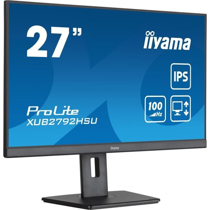 Ecran PC - IIYAMA PROLITE XUB2792HSU-B6 - 27 1920x1080 - Dalle IPS - 0,4ms - 100Hz - HDMI / DisplayPort - Réglable en hauteur+Pivot