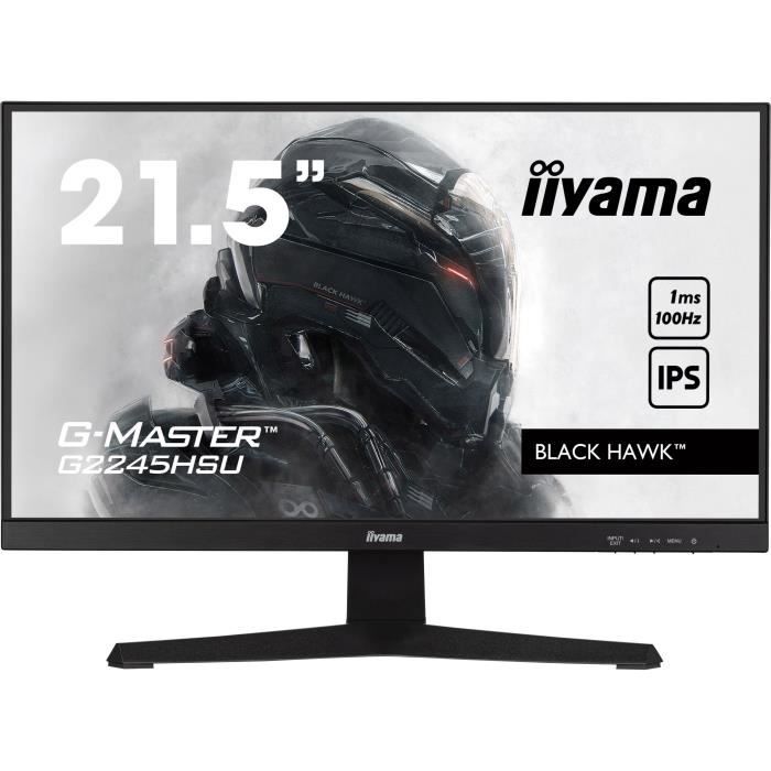 Ecran PC Iiyama G2245HSU-B1 22'' G-Master Black Hawk, dalle IPS, FreeSync, 1920x1080 a100Hz, 1ms, 250cd/m², 1000:1, Haut-parleurs, 1