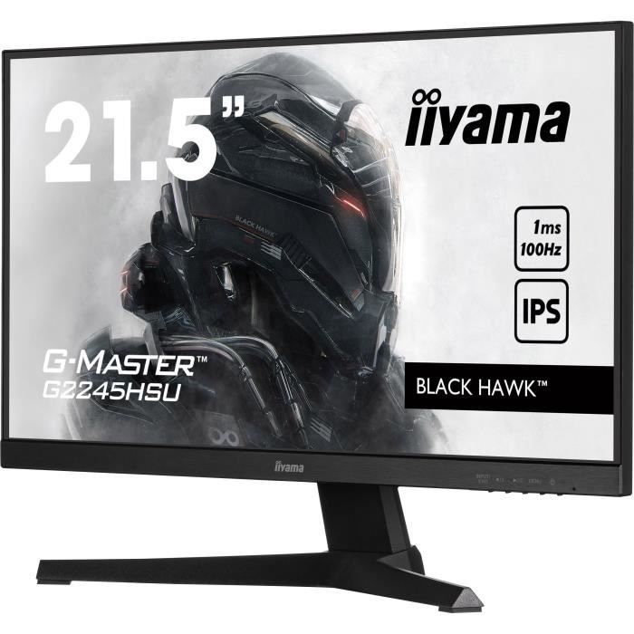 Ecran PC Iiyama G2245HSU-B1 22'' G-Master Black Hawk, dalle IPS, FreeSync, 1920x1080 a100Hz, 1ms, 250cd/m², 1000:1, Haut-parleurs, 1