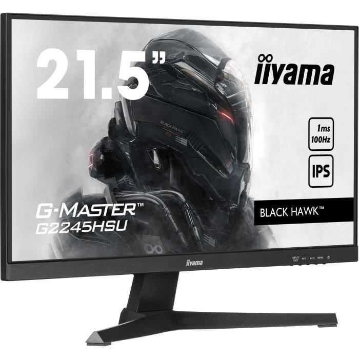 Ecran PC Iiyama G2245HSU-B1 22'' G-Master Black Hawk, dalle IPS, FreeSync, 1920x1080 a100Hz, 1ms, 250cd/m², 1000:1, Haut-parleurs, 1