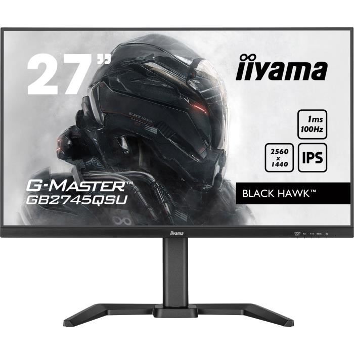 Ecran PC Iiyama GB2745QSU-B1 Gaming 27'' G-Master Black Hawk,dalle IPS,FreeSync,2560x1440 a100Hz,1ms,HDMI,DisplayPort,USB HUB Black