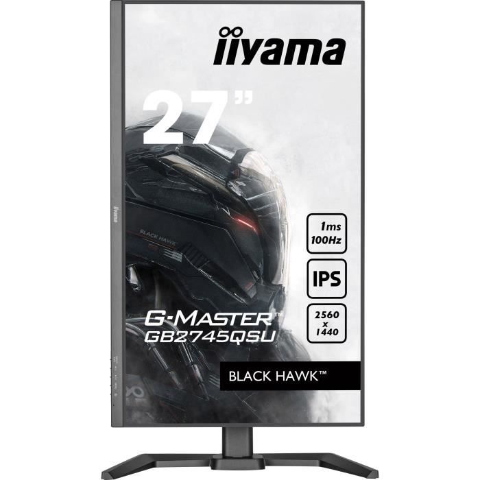 Ecran PC Iiyama GB2745QSU-B1 Gaming 27'' G-Master Black Hawk,dalle IPS,FreeSync,2560x1440 a100Hz,1ms,HDMI,DisplayPort,USB HUB Black