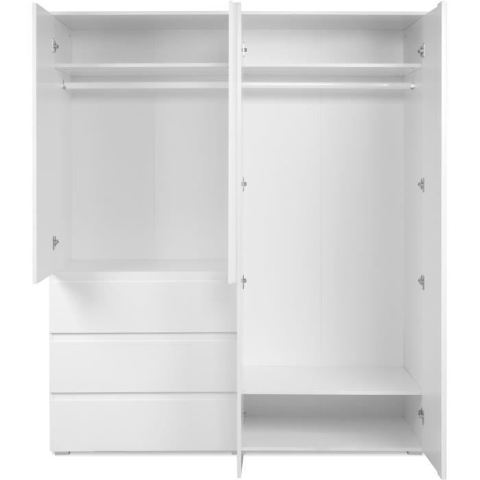 Armoire - Image 60C - Décor blanc - 4 portes, 2 tiroirs - 160 x 55 x 191 cm