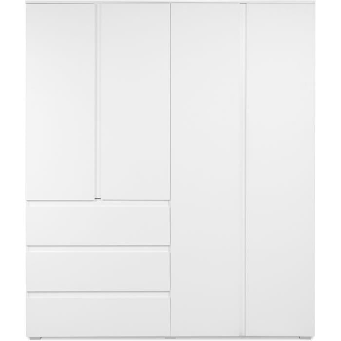 Armoire - Image 60C - Décor blanc - 4 portes, 2 tiroirs - 160 x 55 x 191 cm