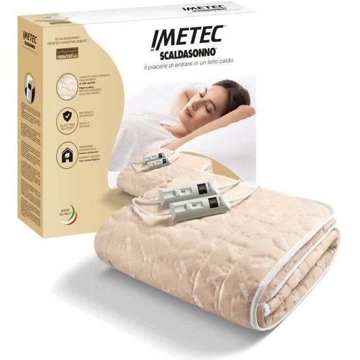 Surmatelas Chauffant - Imetec - Chauffe-lit Pour Lit Double 150 x 137 cm - 2 Commandes avec 2 Températures - Lavable