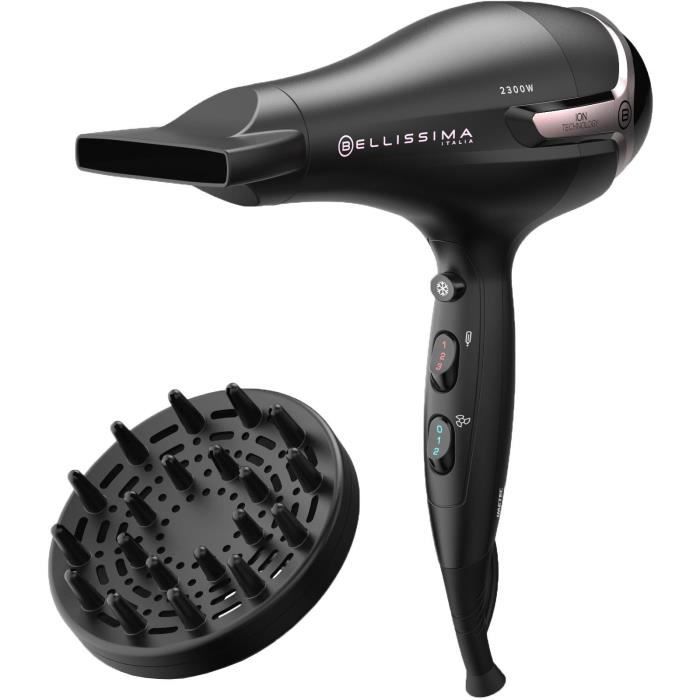 Seche Cheveux - Bellissima - Ionique S9 2300W - Pour Cheveux Lisses et Ondulés - 2 Vitesses 3 Températures - Concentrateur