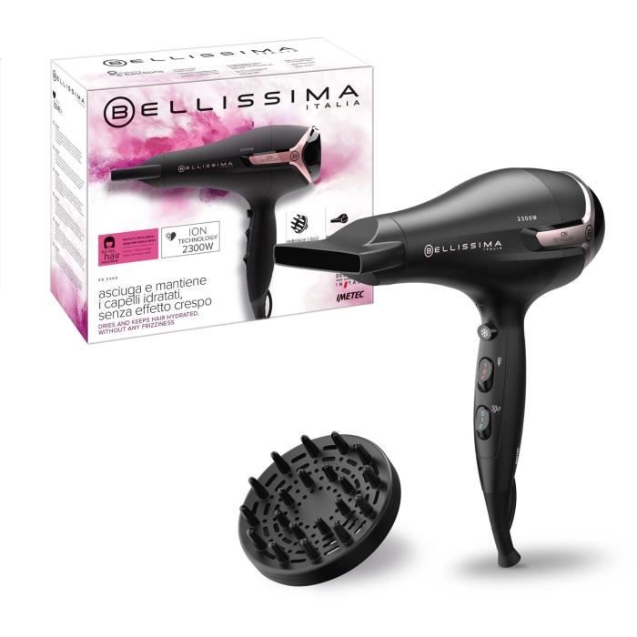 Seche Cheveux - Bellissima - Ionique S9 2300W - Pour Cheveux Lisses et Ondulés - 2 Vitesses 3 Températures - Concentrateur