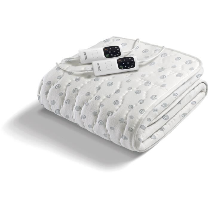 Surmatelas Chauffant - Imetec - 2 Places Adapto, 150x160 cm - 6 Températures Chauffage Rapide - 100% Coton - Température Constante