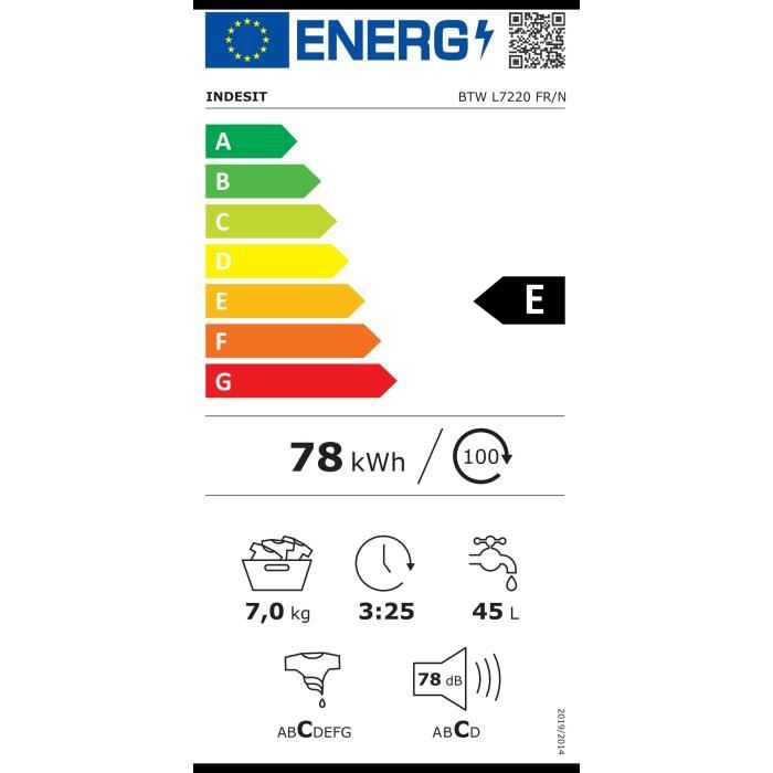 Lave-linge top INDESIT BTWL7220FR/N - 7 kg - 1200 trs/min - Blanc