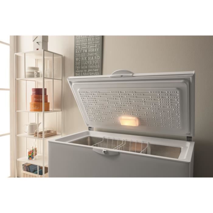 Congélateur coffre - INDESIT OS2A450HFR - 437L - Classe E - L 140,5 cm x H 91,6 cm - blanc