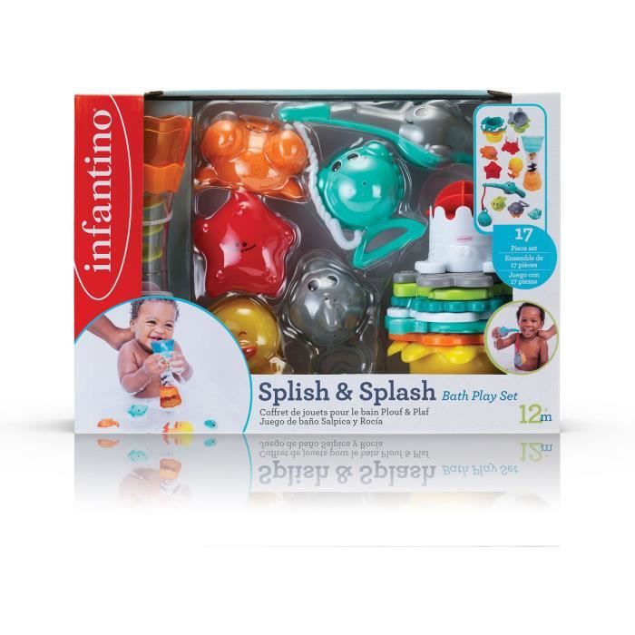 Coffret de bain INFANTINO - 17 pcs - Gobelets, aspergeurs, peche a la ligne