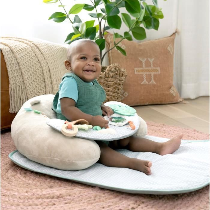 INGENUITY Tapis d'éveil 4 en 1 Petit Ourson, Coussin de support pour apprentissage de la position assise