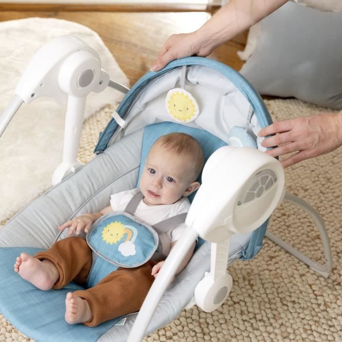 Ity by INGENUITY Balancelle bébé Sun Valley - Auvent, 2 jouets, siege inclinable 2 positions - Gris