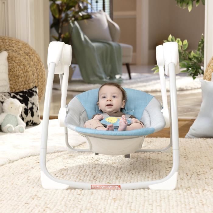 Ity by INGENUITY Balancelle bébé Sun Valley - Auvent, 2 jouets, siege inclinable 2 positions - Gris