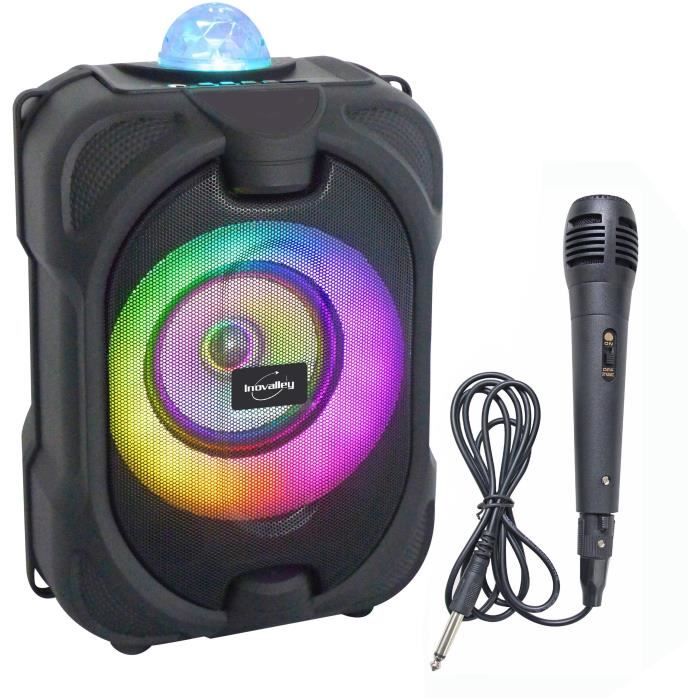 Enceinte lumineuse Bluetooth pour karaoké - INOVALLEY - DANCE CUBE 44 - 150W - Micro filaire