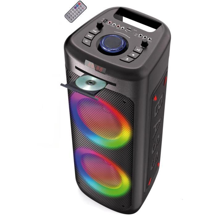 Enceinte bluetooth karaoké - INOVALLEY - MS06CD - 1000W - Bluetooth 5.0 - Lecteur CD - RGB - Radio FM - USB 2.0 - micro SD - Karaoké