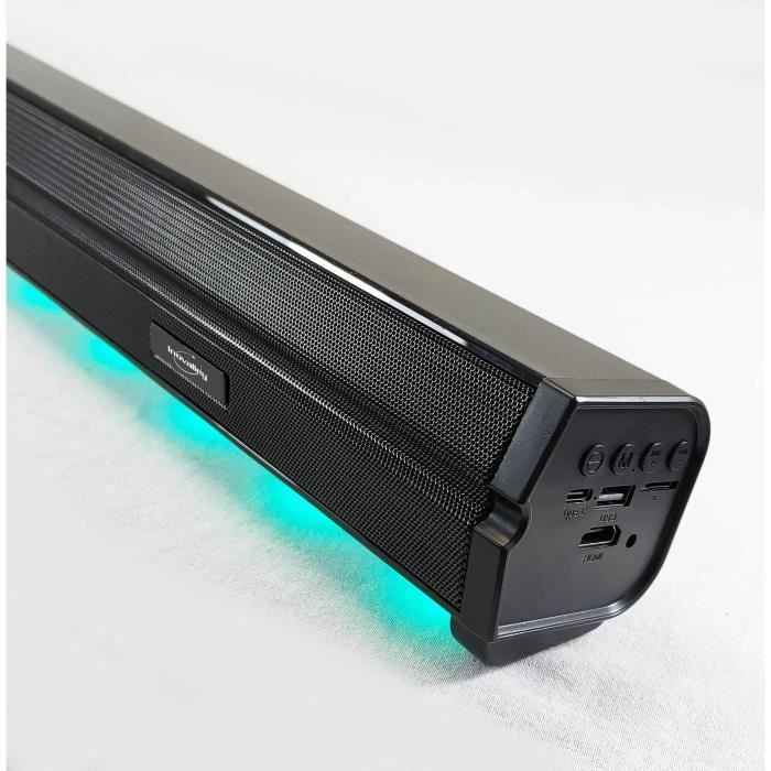 Barre de son lumineuse - INOVALLEY - BS11 -60W - LED - Bluetooth V5.0 - HDMI - USB 2.0 - micro SD - FM - Batterie 2400mAh