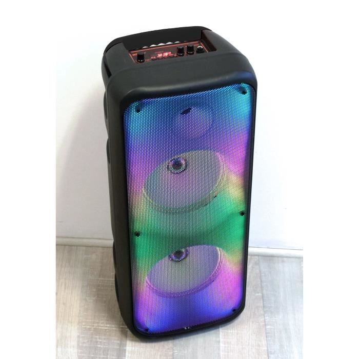 Enceinte Karaoké lumineuse - INOVALLEY - KA25-FIRE - Bluetooth V5.0 - 64 cm - 850 W - Noir