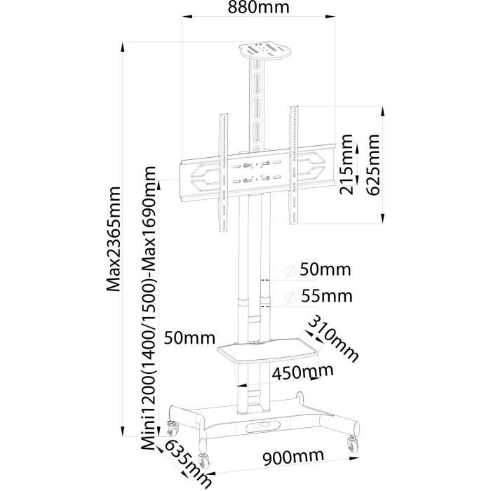 Chariot mobile - INOTEK - Pro Prostand 42100 Visio - Pour écran de 42 a 100