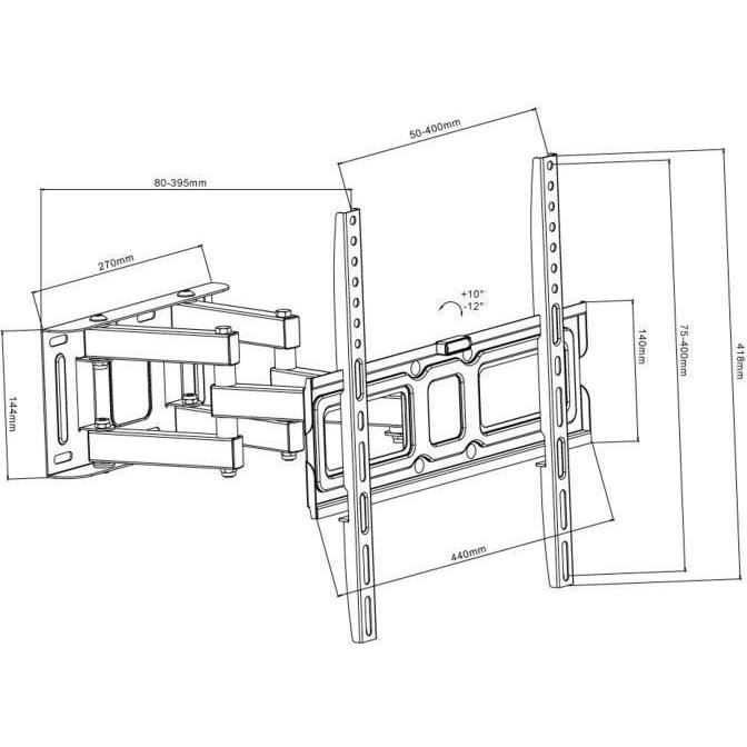 INOTEK MOOV 3265.2 Support mural universel orientable et inclinable pour écrans plats de 32'' a 65'' (82 cm a 165 cm)