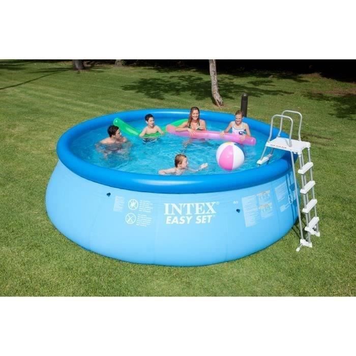 Kit Piscine hors sol autoportante INTEX - Easy Set - 457 x 122 cm - Ronde (Pompe, bâche, tapis de sol, échelle) - 26168NP